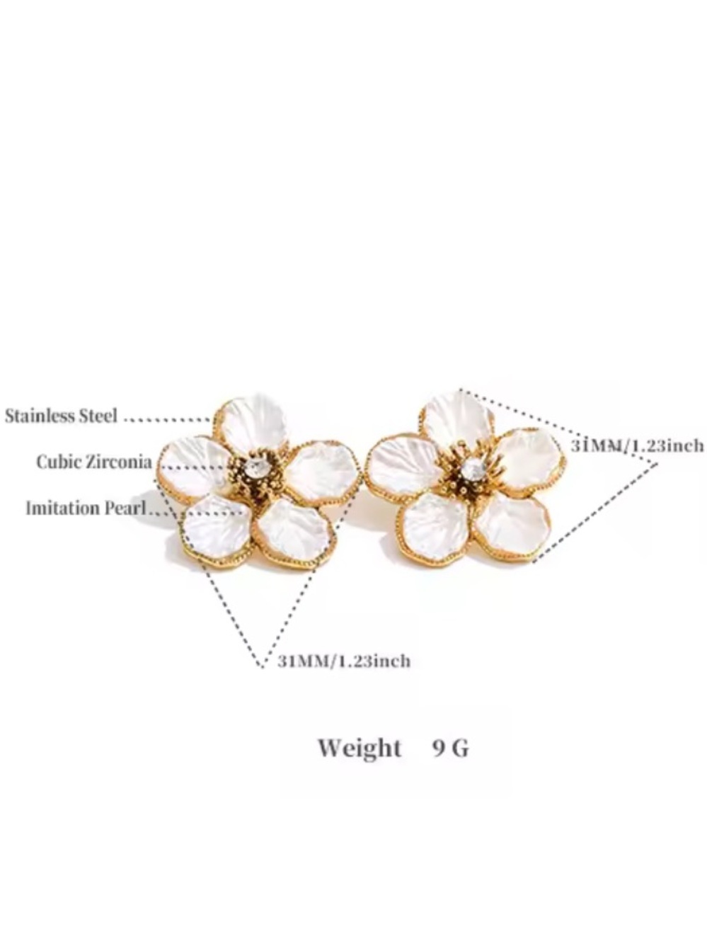 Sky Blossom Pearl Flower Gold Earrings - Picture 6 of 7